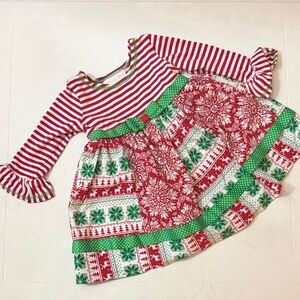 Bonnie Baby Red and Green Festive Dress